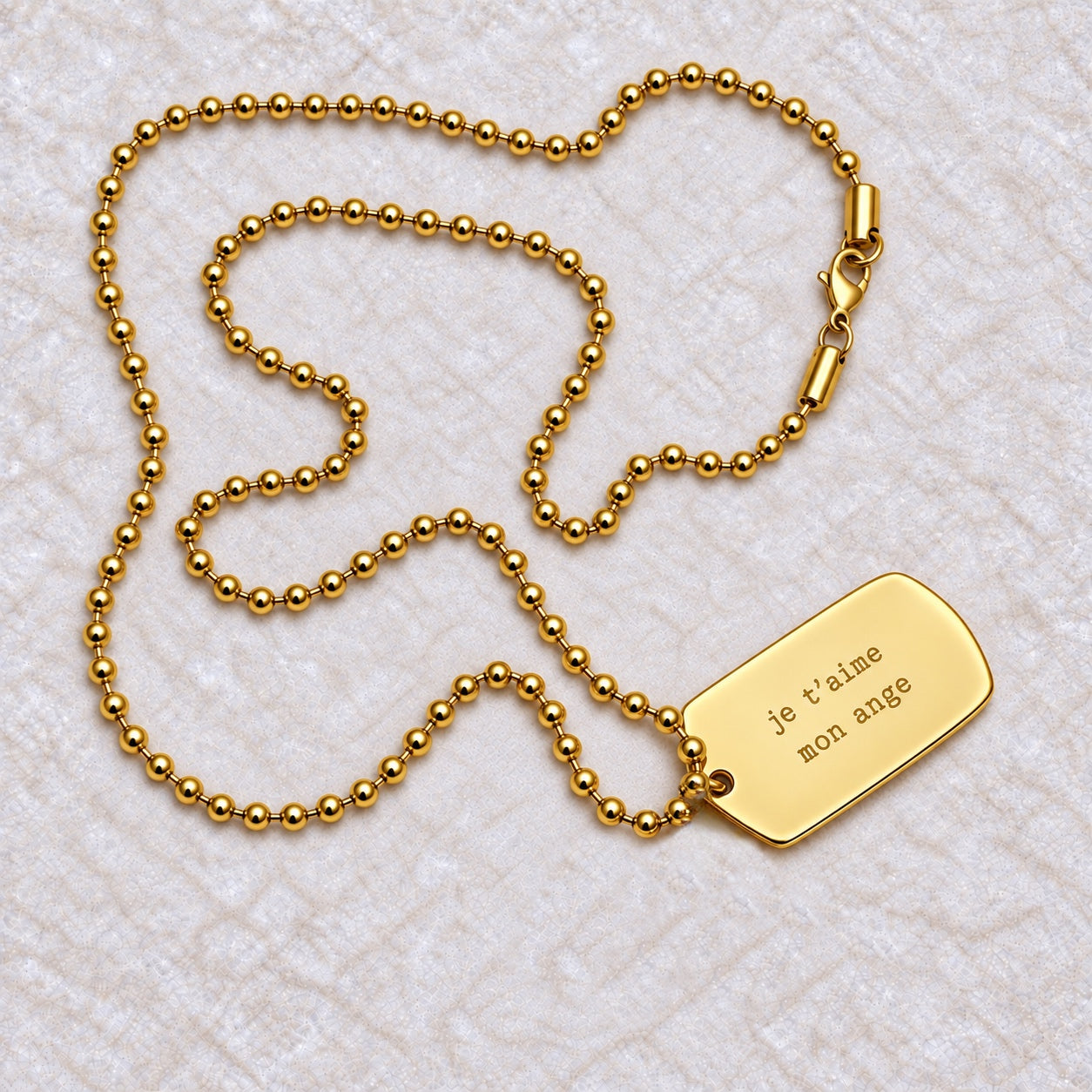 Libre D’Être Dog Tag Necklace | Gold Vermeil | CLARKE PALMER