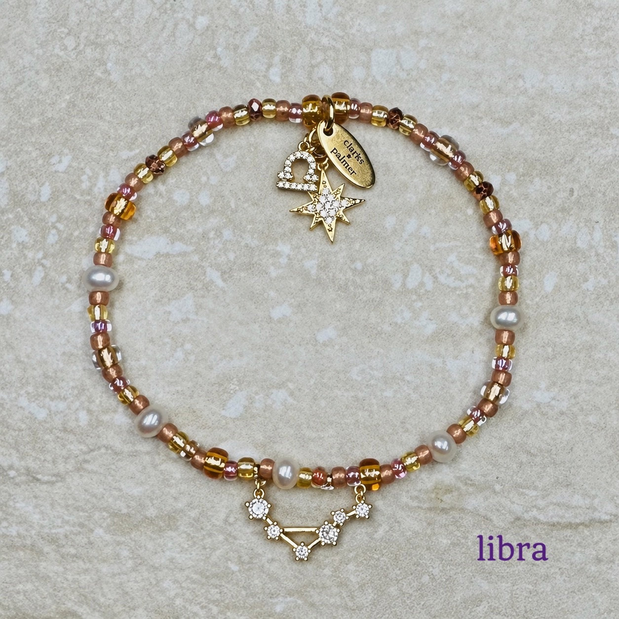 Constellation Star Sign Bracelet | Gold Vermeil Charms, Pearl | Clarke Palmer