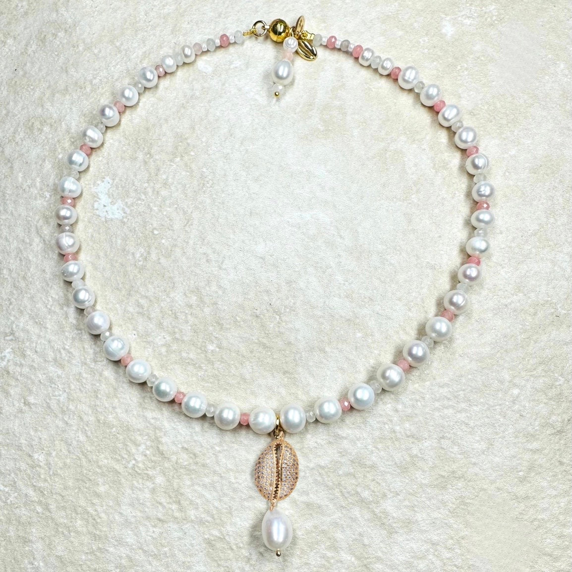 Pearl Teardrop Shell Pendant Necklace