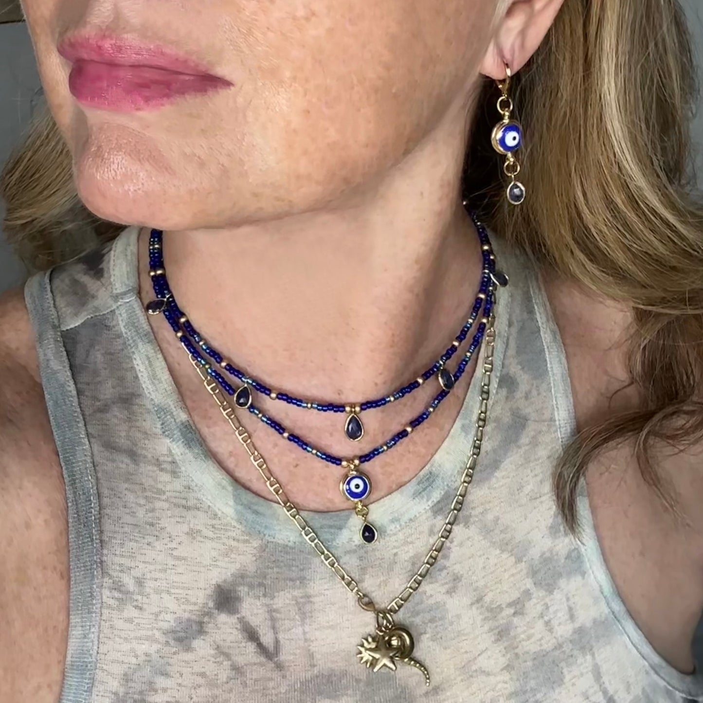 Sapphire Briolette Beaded Necklace