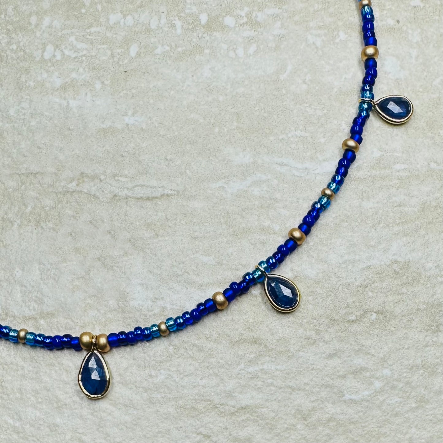 Sapphire Briolette Beaded Necklace