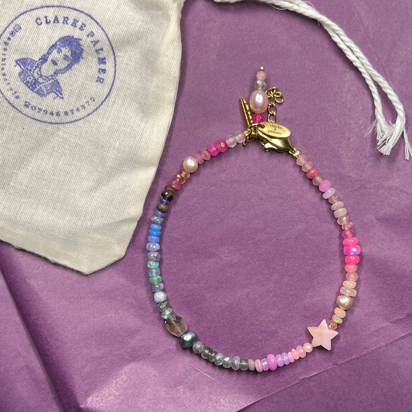 Rose-Violet Opal Gemstone Anklet