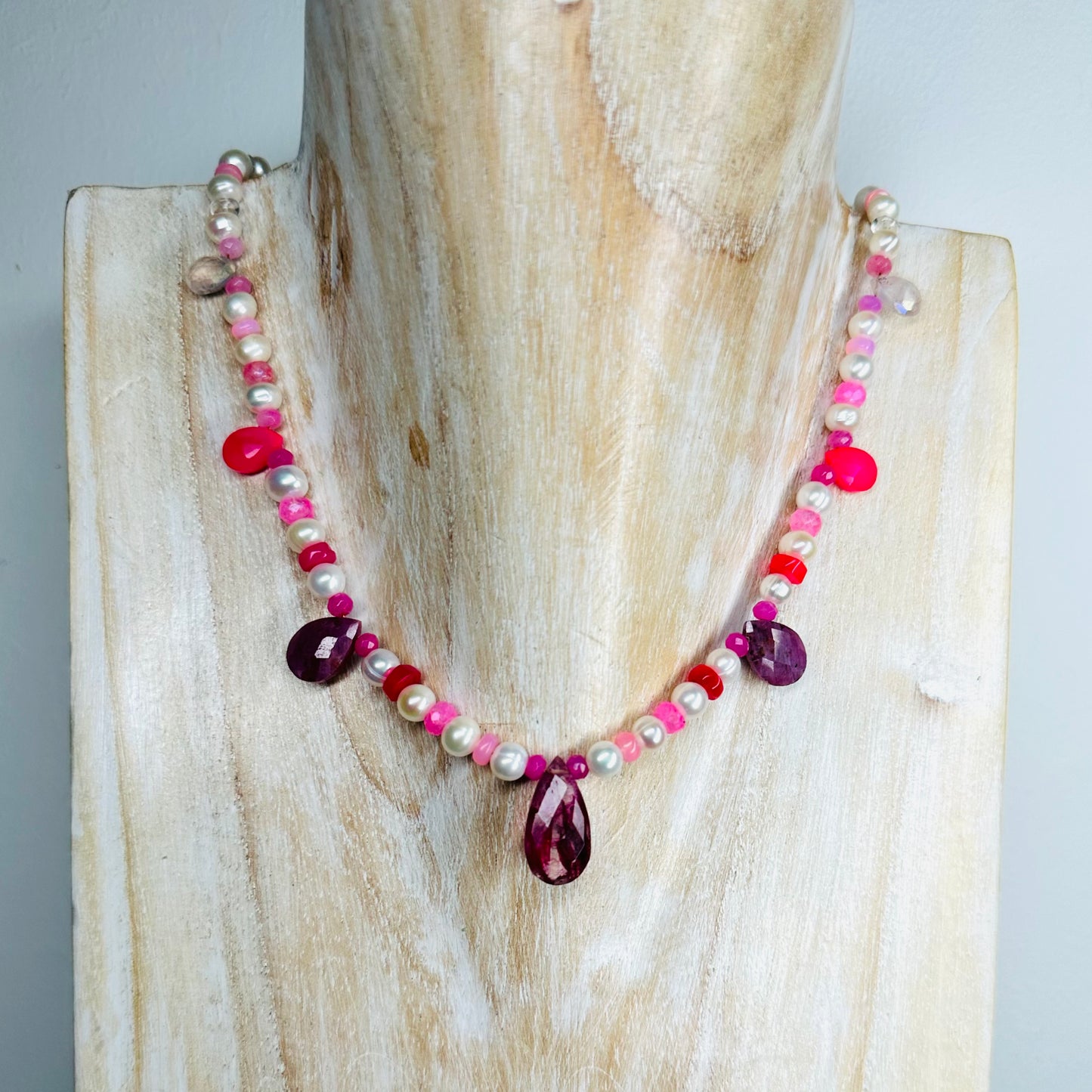 Raspberry Briolette Necklace