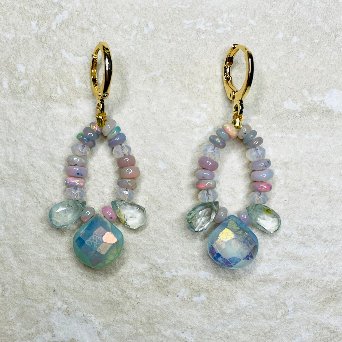 'Dream' Opal and Aquamarine Earrings