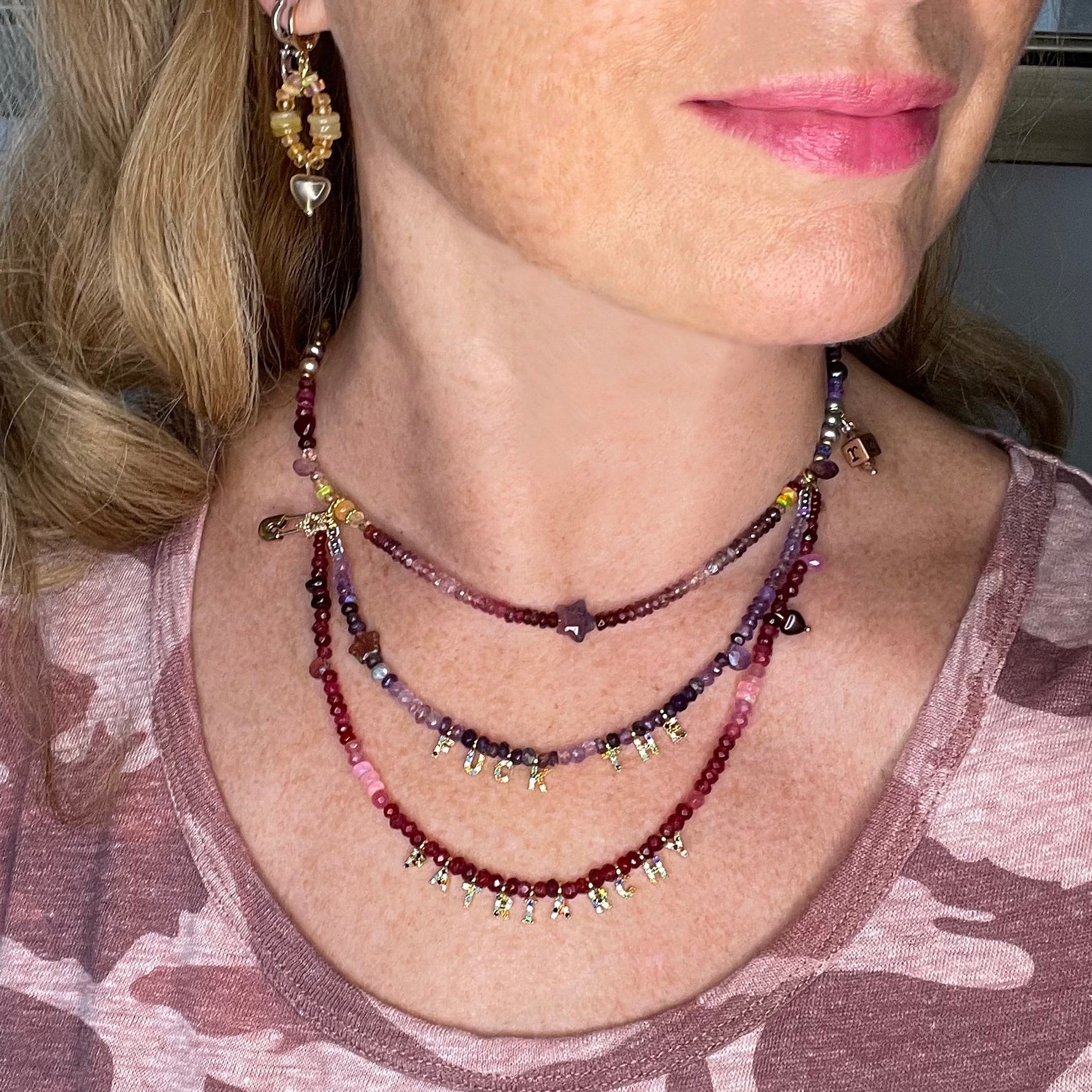 Clarke Palmer Layered Garnet Ruby Everything Necklace 