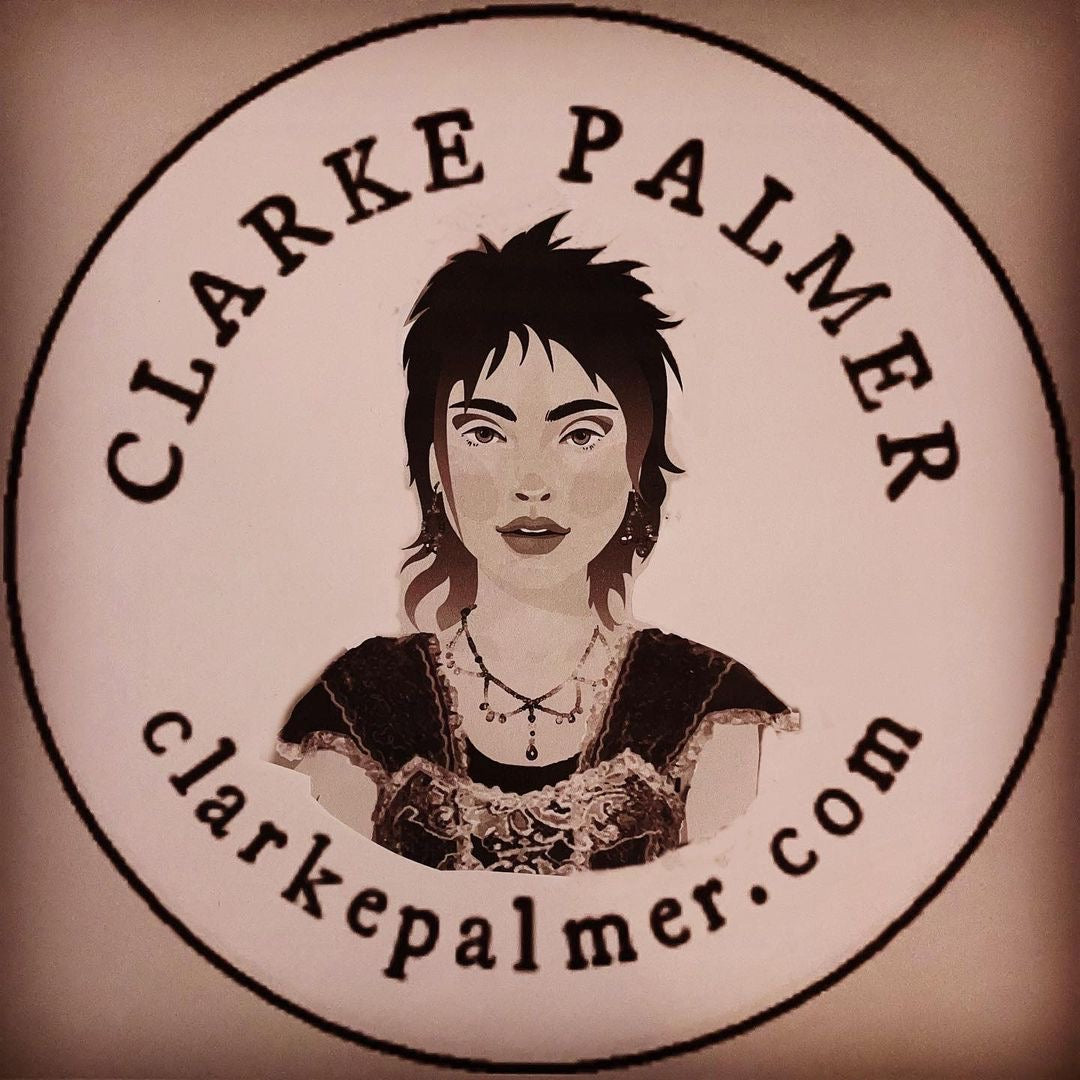 Clarke Palmer logo with Paradise Earrings and Heart of the World Necklace clarkepalmer.com