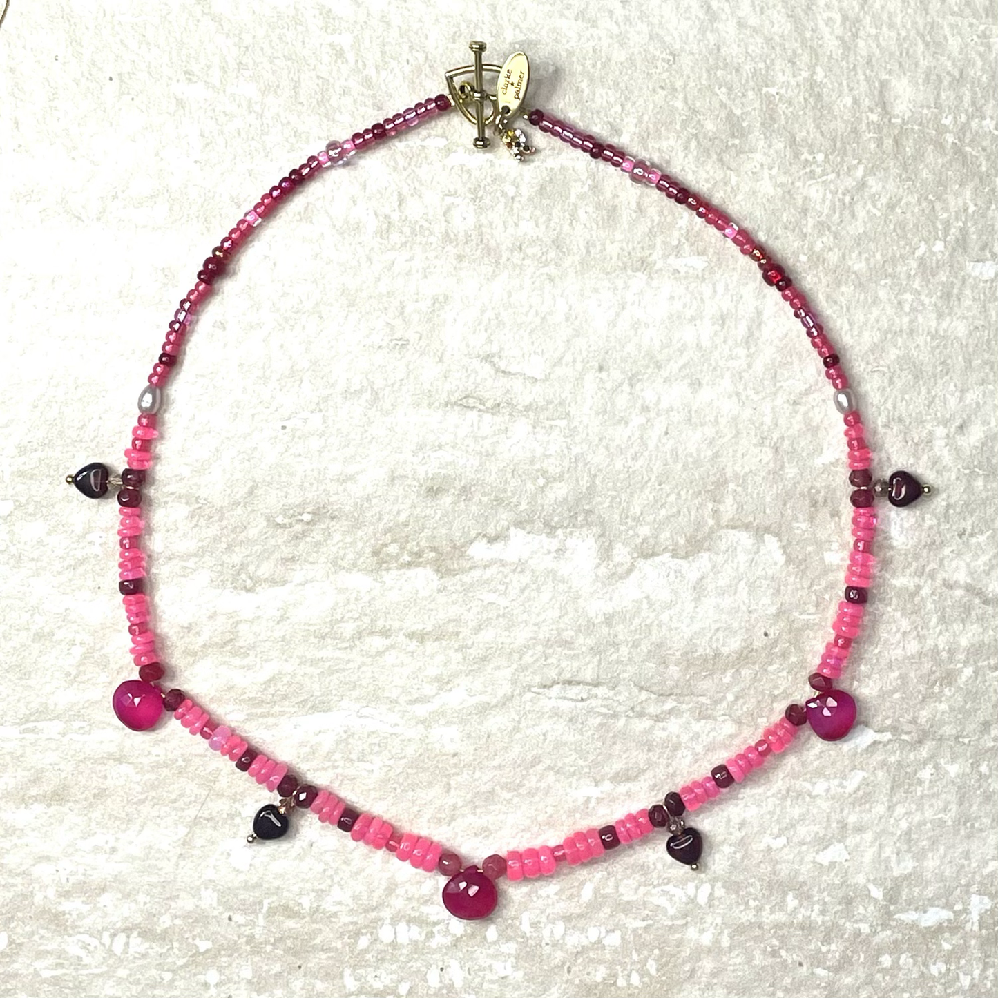 La Vie en Rose Pink Opal, Chalcedony and Ruby Necklace