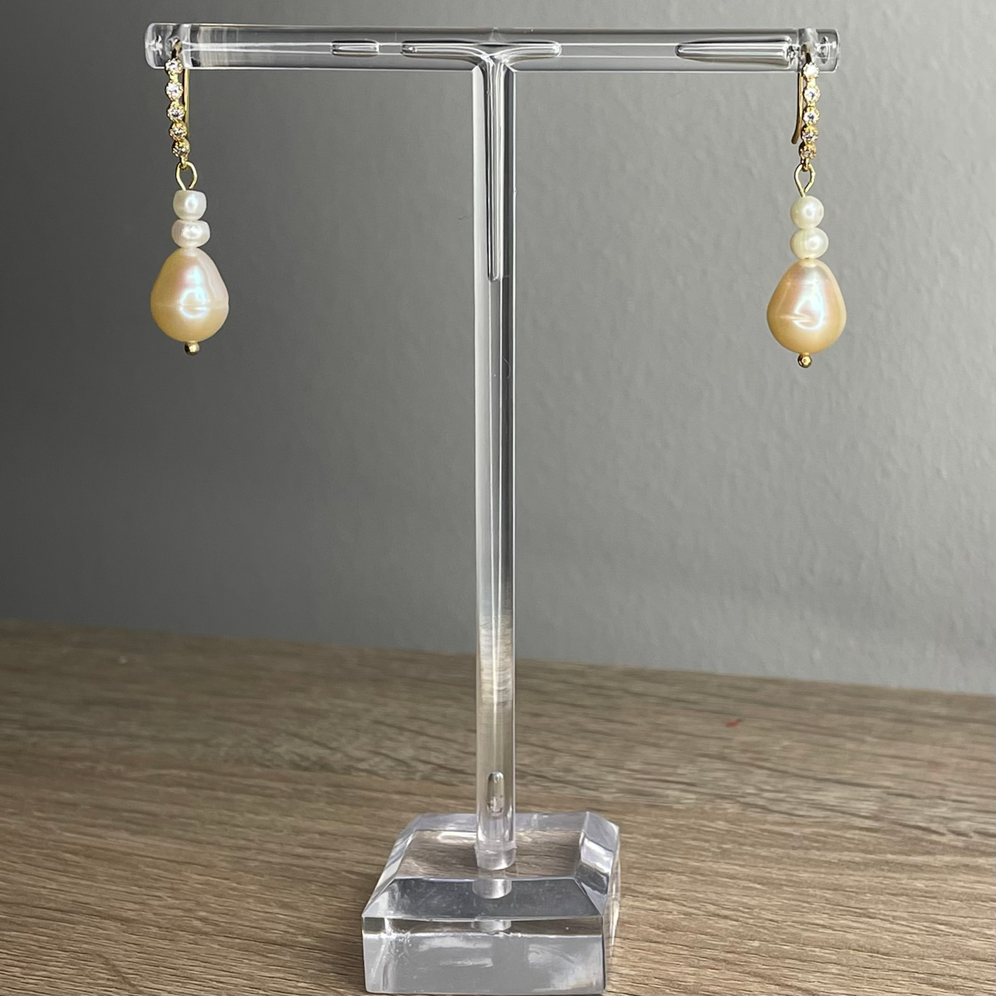 Love Collection Drop Pearl and CZ Earrings