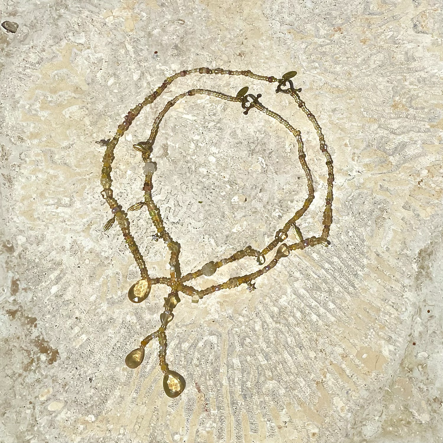 Golden Treasure Beach Opal Citrine Pendant Necklace