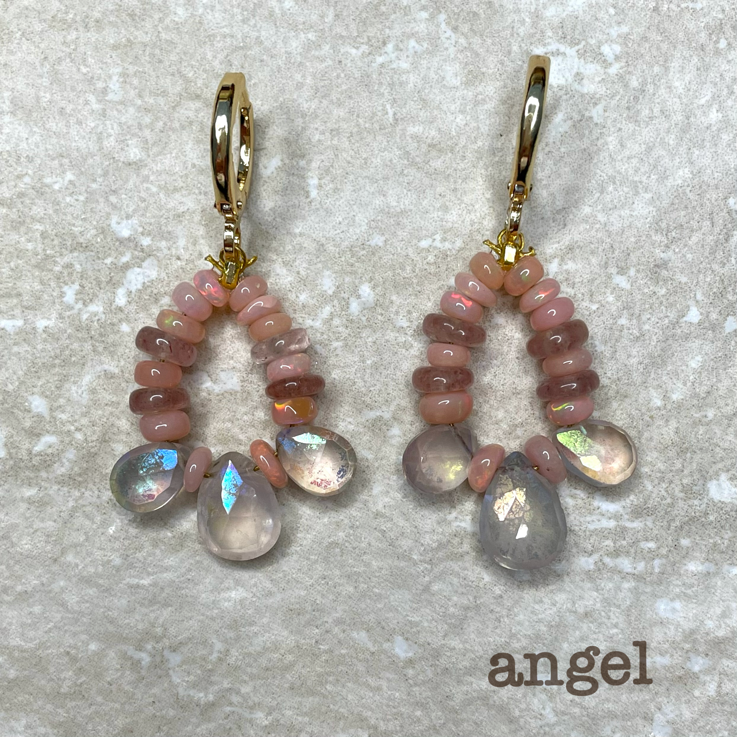 'Angel' Opal and Quartz Earrings