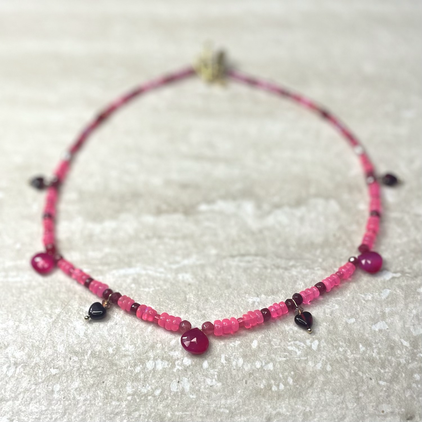 La Vie en Rose Pink Opal, Chalcedony and Ruby Necklace