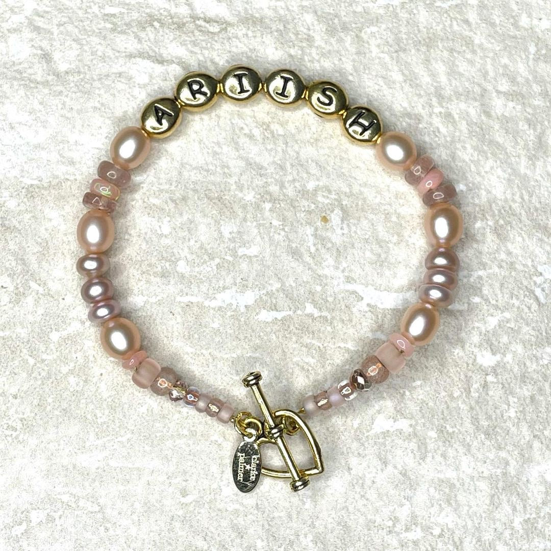 Angel Opal, Rose Quartz and Pearl Bracelet