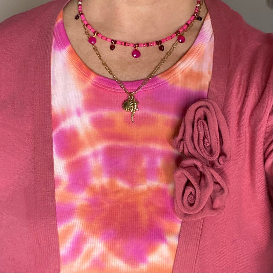 La Vie en Rose Pink Opal, Chalcedony and Ruby Necklace