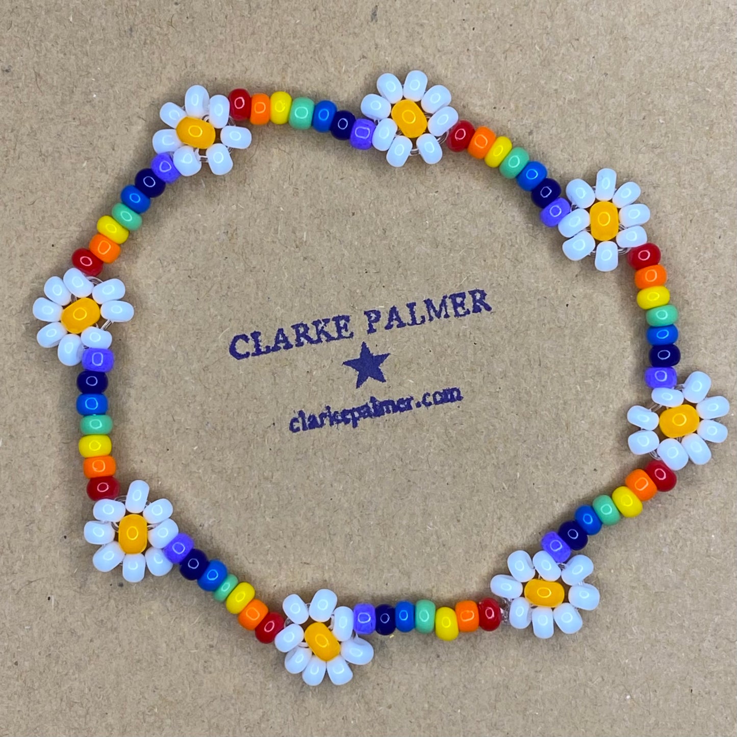 Daisy Rainbow Beaded Bracelet