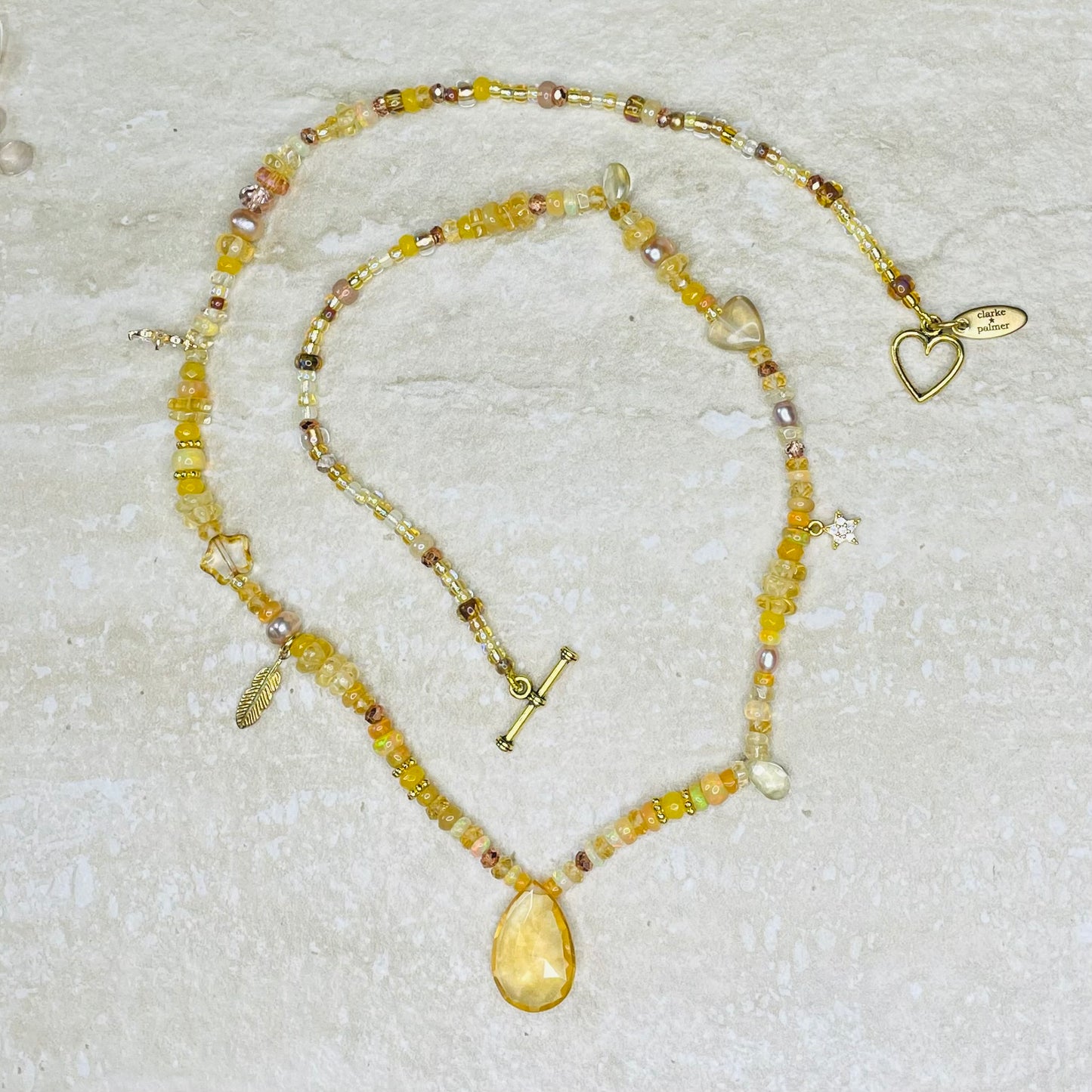 Golden Treasure Beach Opal Citrine Pendant Necklace