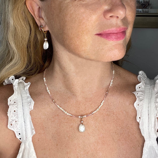 Cloud 9 Moonstone and Pearl Necklace