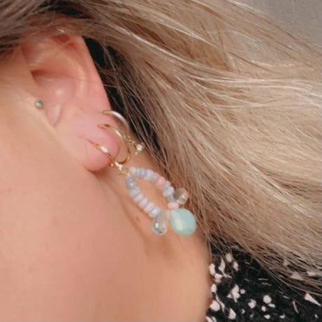 'Dream' Opal and Aquamarine Earrings