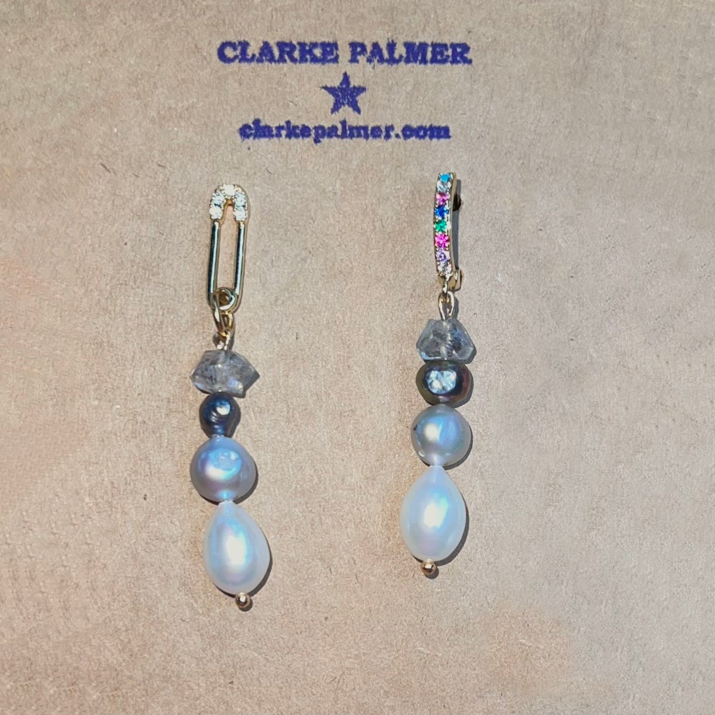 Pearl and Herkimer Diamond Earrings