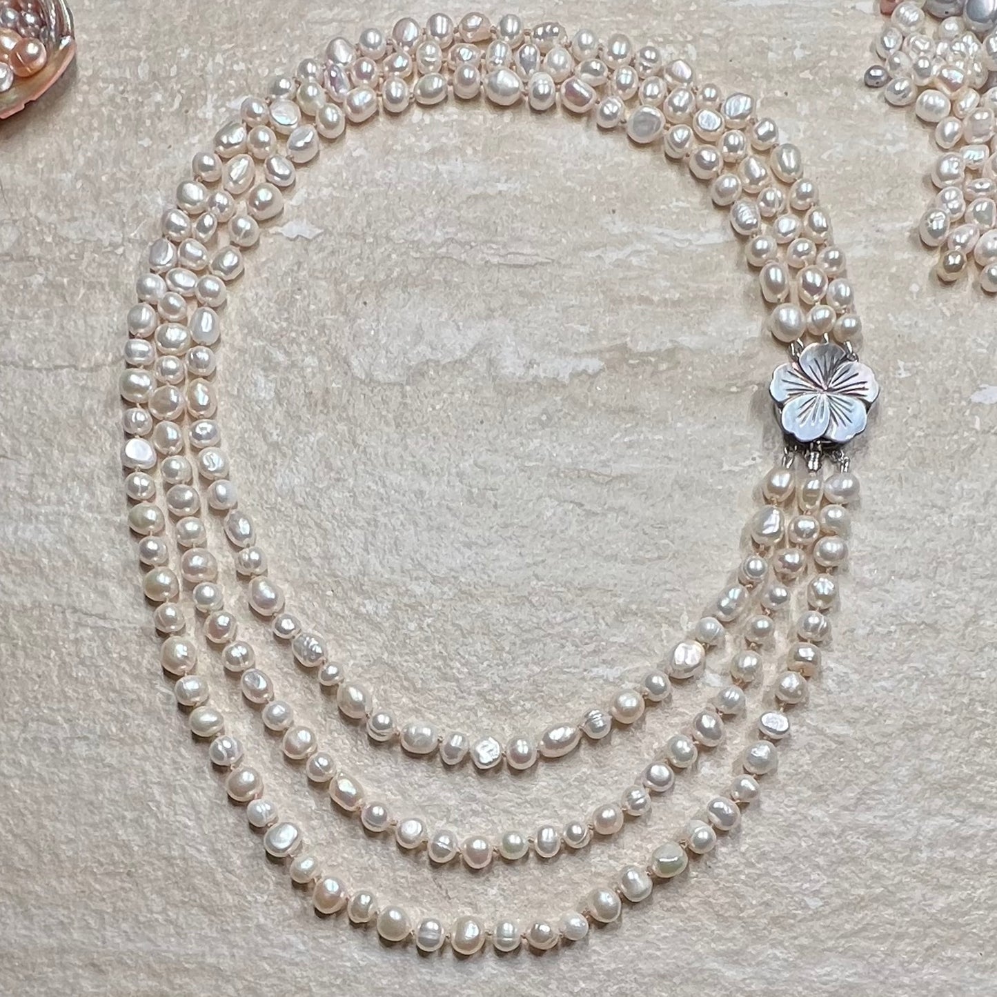 Triple Strand Baroque Pearl Necklace