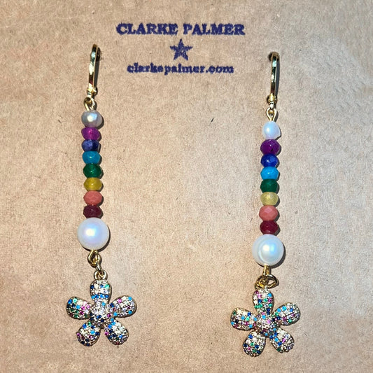 Daisy, Pearl and Precious Rainbow Earrings