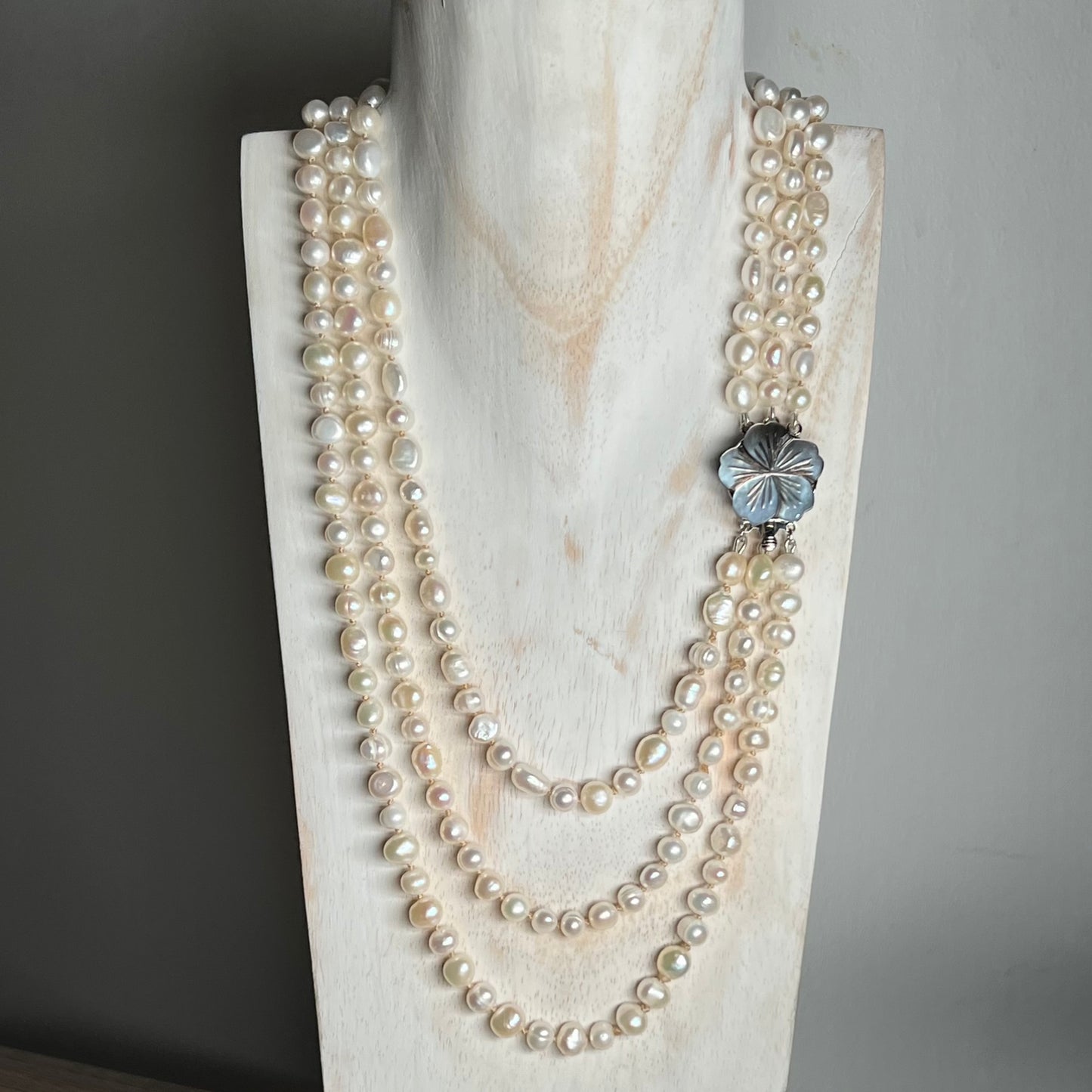 Triple Strand Baroque Pearl Necklace