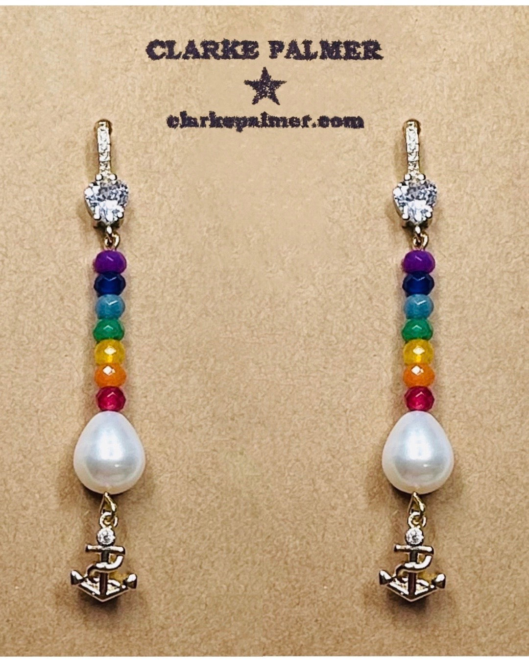 Anchor Pearl and Precious Rainbow Earrings