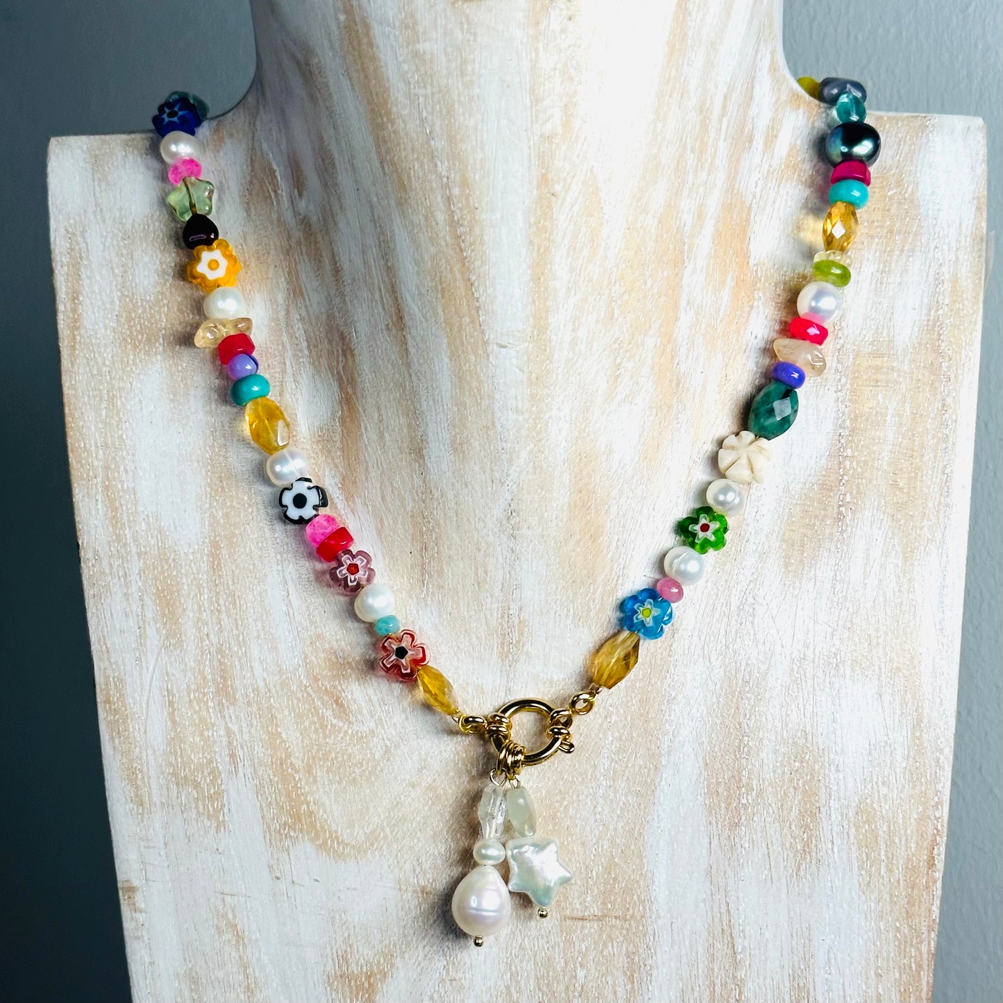 Neon Fantasy Precious Pearl Charm Necklace