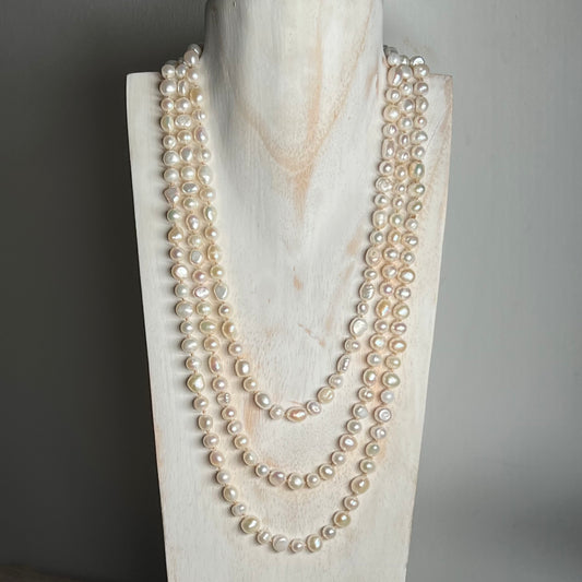 Triple Strand Baroque Pearl Necklace