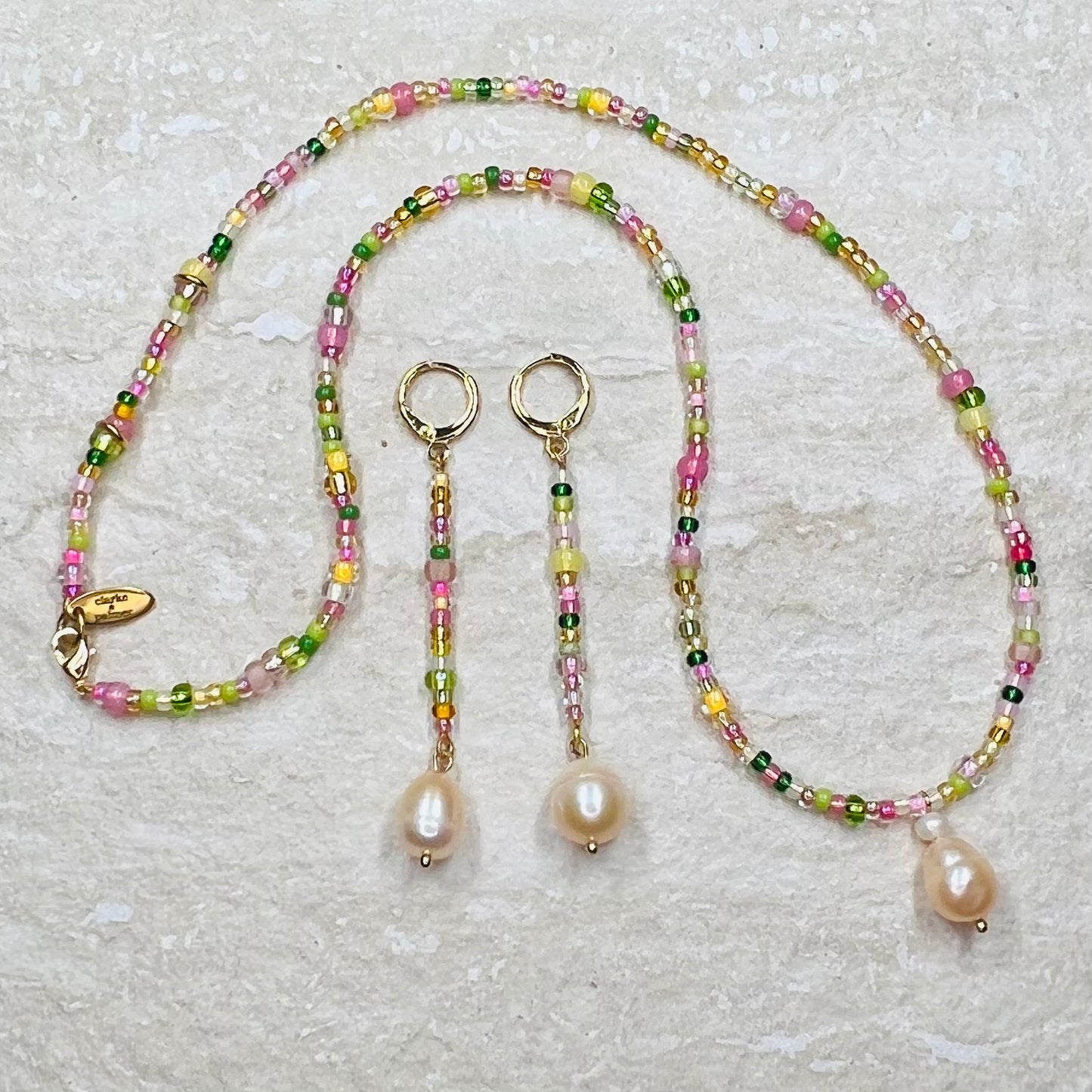 Pearl and bead Drop Earrings