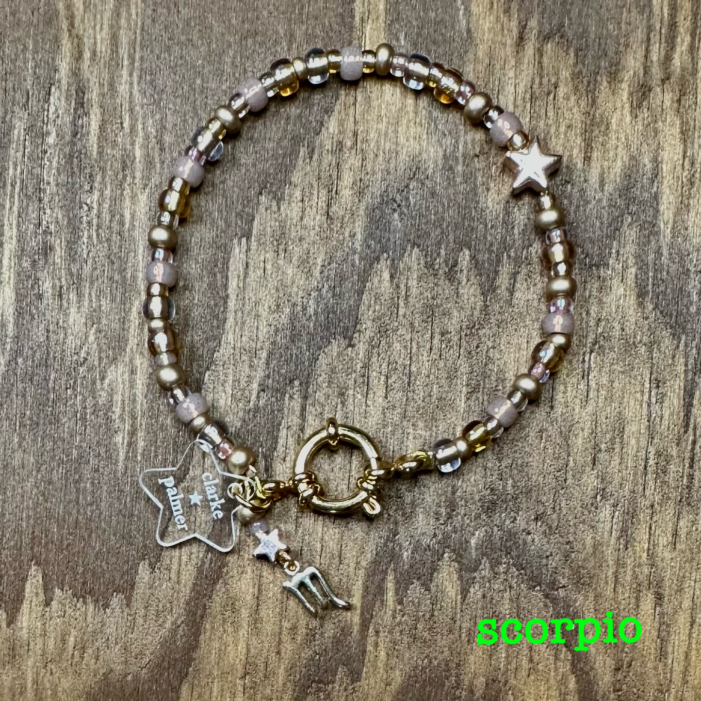 Golden Star Horoscope Charm Bracelet