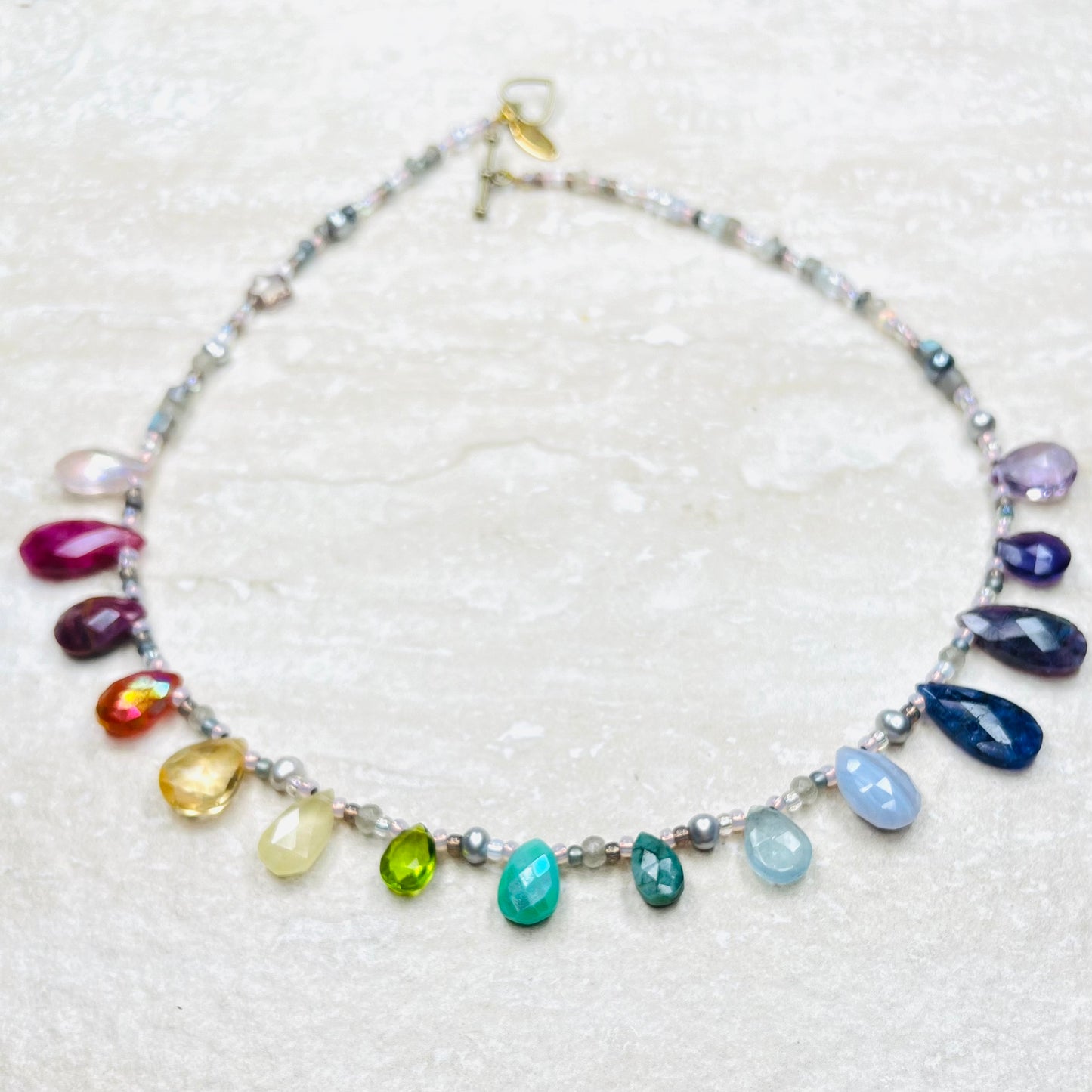 Precious Rainbow Briolette Necklace